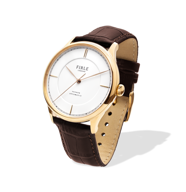 white and gold mens dress watch