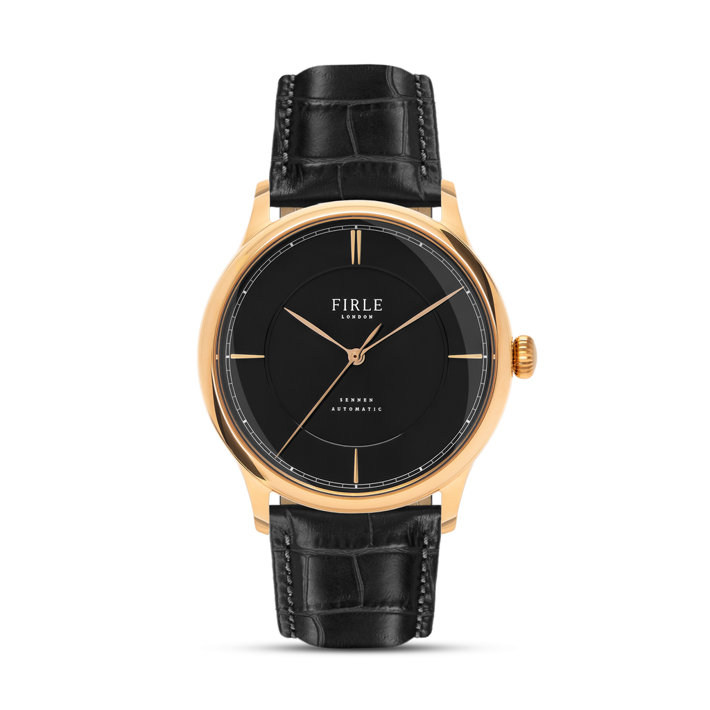 Black leather and gold watch hotsell
