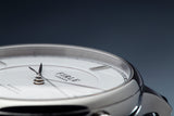 Sennen Automatic in White & Silver - Engraved 001 - Firle Watches