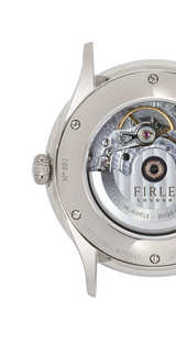 Sennen Automatic in White & Silver - Engraved 001 - Firle Watches