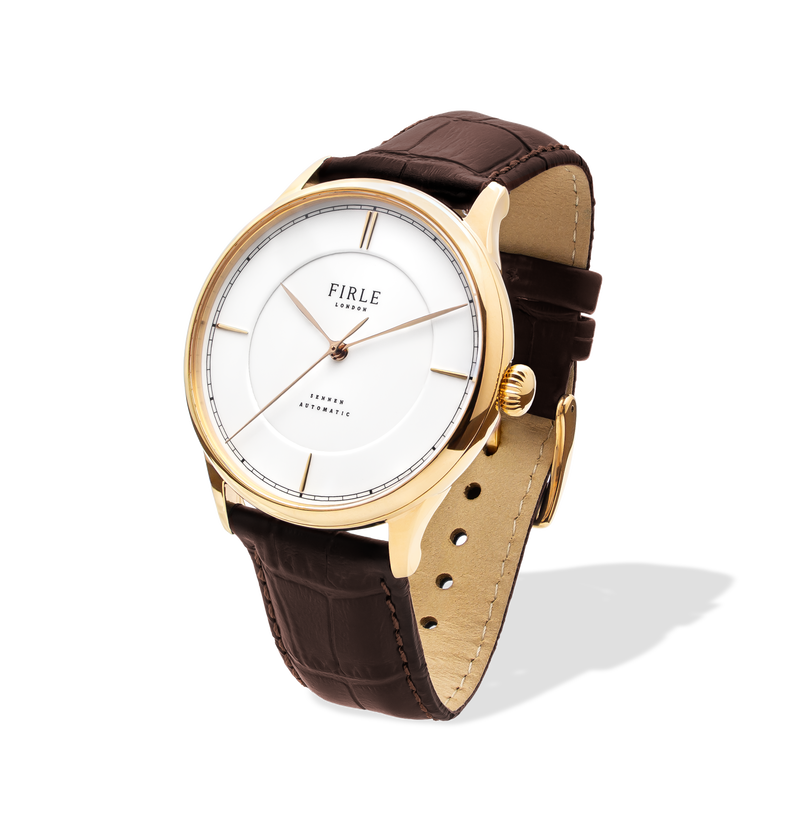 White and Gold Watches Mens White Gold Watch Firle Watches FIRLE Watches