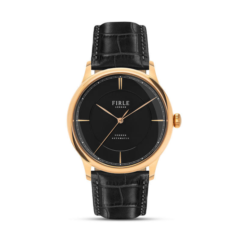 Mens black and gold dress watch