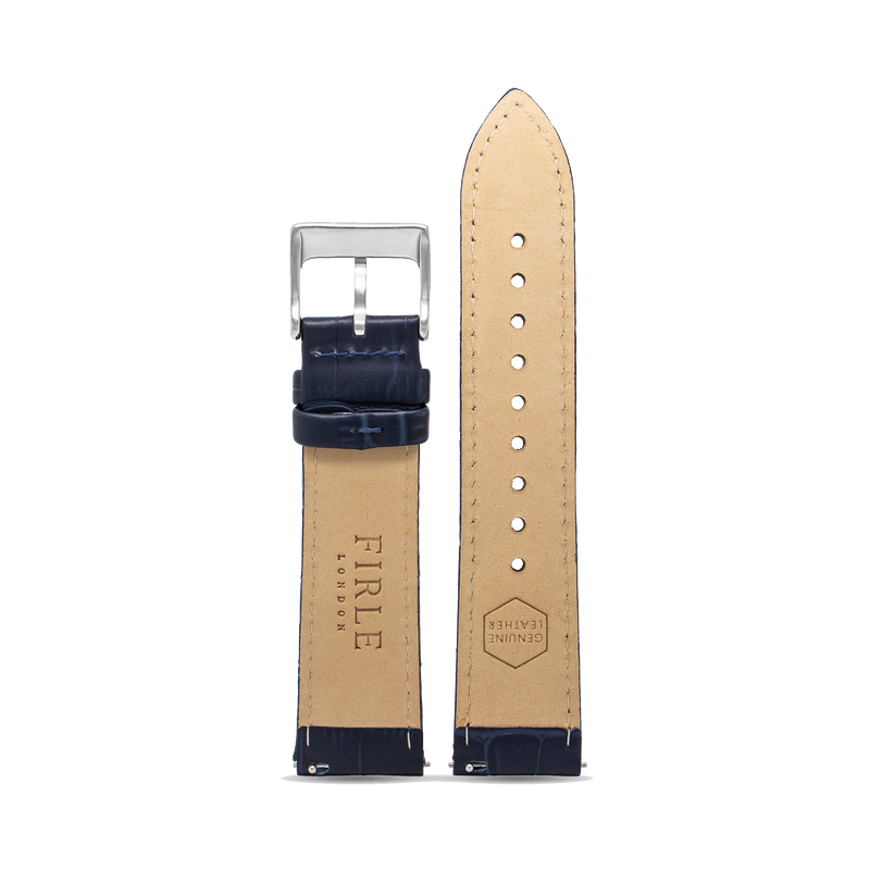 NAVY FAUX CROCODILE - PIN BUCKLE - Firle Watches