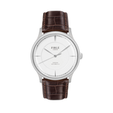 Sennen Automatic in White & Silver - Engraved 001 - Firle Watches